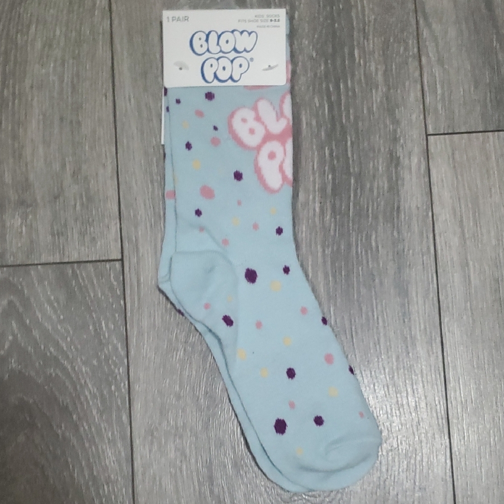 Blow Pop Light Blue Polka Dot Casual Crew Socks